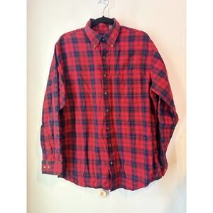 Vintage Viyella Wool Blend Buffalo Plaid Flannel Shirt Mens Large Red Button Dow